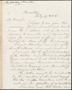 Letter from James Mitchell Ashley, [Washington, D. C.], to Throdore Tilton, Feb[ruar]y 27 1865