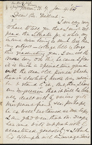 Letter from William Henry Fish, Vernon, N.Y., to Robert Folger Walcutt, Jan[uary] 4, [18]6[5]