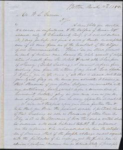 Letter from William K. Parks, Boston, [Mass.], to William Lloyd Garrison, March 11th 1858