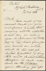 Letter from George Porter, New York, [N.Y.], to William Lloyd Garrison, Feb[ruar]y 13. 1868