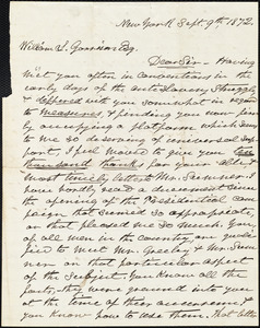 Letter from James Porter, New York, [N.Y.], to William Lloyd Garrison, Sept[ember] 9th 1872