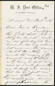 Letter from Richard Plumer, Newburyport, Mass., to William Lloyd Garrison, Nov[ember] 11th 1875