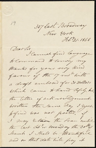 Letter from George Porter, New York, [N.Y.], to William Lloyd Garrison, Feb[ruar]y 21. 1868