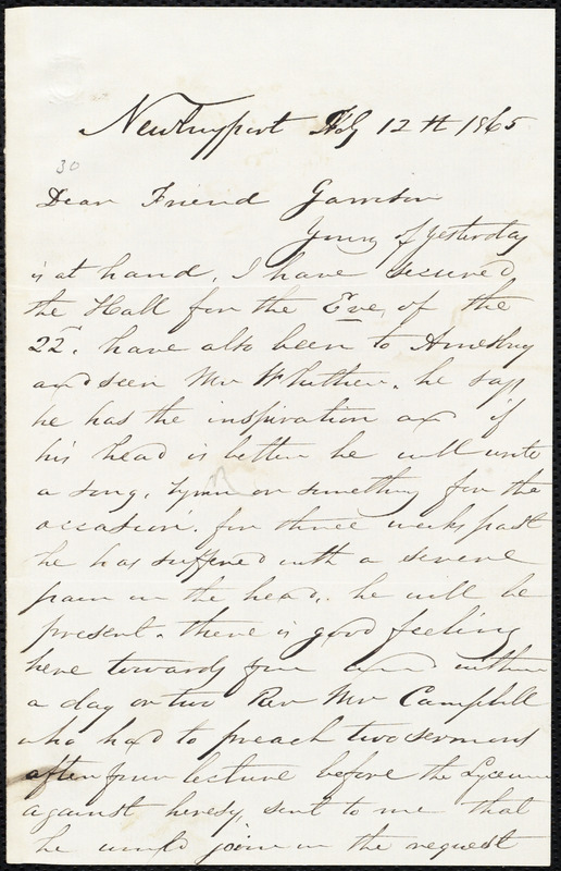 Letter from Richard Plumer, Newburyport, [Mass.], to William Lloyd ...