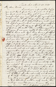 Letter from Ray Potter, Pawtucket, [R.I.], to William Lloyd Garrison, April 21. 1841