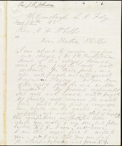 Letter from J. R. Johnson, Williamburgh, L.I., to Amos Augustus Phelps, March 24th 45