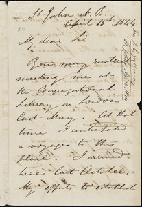 Letter from John Cole Galloway, St. John N.B., to Amos Augustus Phelps, April 15th 1844