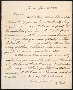 Letter from Ebenezer Porter, Andover, to Amos Augustus Phelps, June 5. 1828