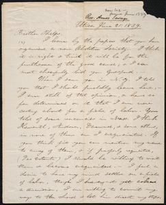 Letter from Amos Savage, Utica, to Amos Augustus Phelps, June 21: 1839