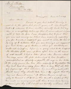 Letter from Mary L. Phelps, Farmington, to Clarissa Tryon, June 18 1843