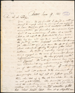 Letter from Benjamin F. Roberts, Boston, to Amos Augustus Phelps, June 19, 1838