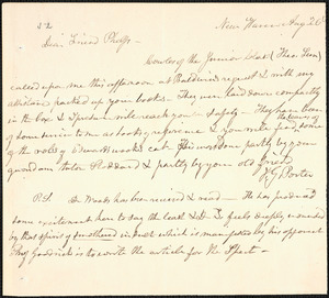 Letter from Isaac Gleason Porter, New Haven, to Amos Augustus Phelps, Aug 26 [1830]