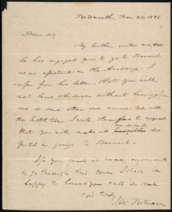 Letter from Israel Warburton Putnam, Portsmouth, to Amos Augustus Phelps, Dec. 25, 1826