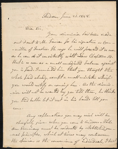 Letter from Ebenezer Porter, Andover, to Amos Augustus Phelps, June 21. 1828