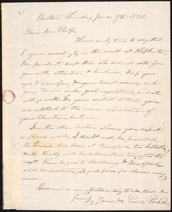 Letter from Enoch Pond, Boston, to Amos Augustus Phelps, June 17th. 1830