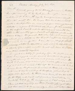 Letter from Enoch Pond, Boston, to Amos Augustus Phelps, July 26. 1830