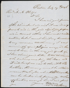 Letter from William W. Stone, Boston, to Amos Augustus Phelps, July 29th 1846