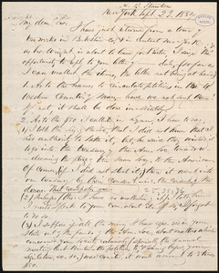 Letter from Henry Brewster Stanton, New York, to Amos Augustus Phelps, Sept 23. 1837