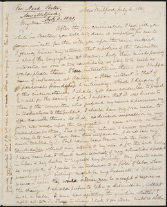 Letter from Noah Porter, New Milford, to Amos Augustus Phelps, July 2. 1841