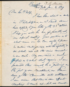 Letter from Henry Brewster Stanton, New York, to Amos Augustus Phelps, Jan 4. 1839