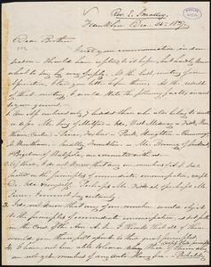 Letter from Elam Smalley, Franklin, to Amos Augustus Phelps, Dec. 25. 1837