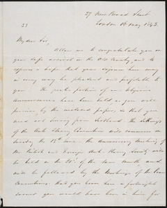 Letter from John Scoble, London, to Amos Augustus Phelps, 16 May 1843