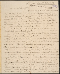 Letter from Samuel B. Simonds, Lowell, to Amos Augustus Phelps, April 25. 1837