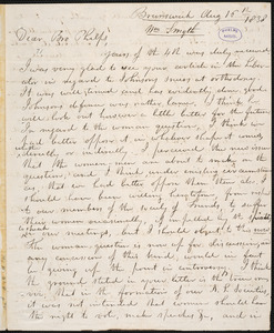 Letter from William Smyth, Brunswick, to Amos Augustus Phelps, Aug 16th 1838