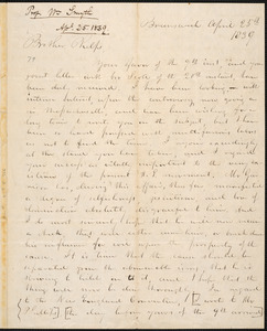 Letter from William Smyth, Brunswick, to Amos Augustus Phelps, April 25th 1839