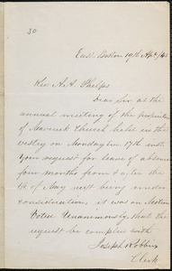 Letter from Maverick Church (East Boston, Mass.), East Boston, to Amos Augustus Phelps, 19th Aprl. /43