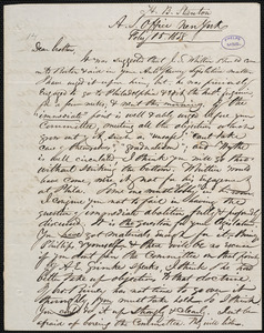 Letter from Henry Brewster Stanton, New York, to Amos Augustus Phelps, Feby 15. 1838