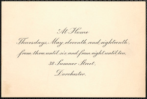 Printed calling card, 38 Summer Street, Dorchester