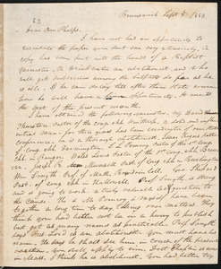 Letter from George Shepard, Brunswick, to Amos Augustus Phelps, Sept 5. 1833