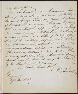 Lettter from William Smeal, Glasgow, to John Henderson, 17/5 1843