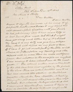 Letter from William B. Dodge, Salem, to Amos Augustus Phelps, Dec. 13th 1843
