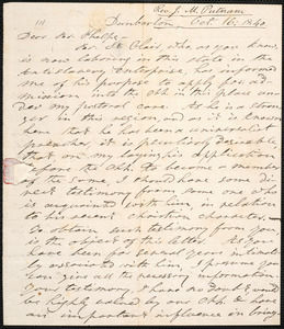 Letter from John Mason Putnam, Dunbarton, to Amos Augustus Phelps, Oct. 16: 1840