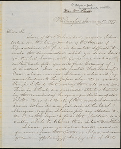 Letter from William Slade, Washington, to Amos Augustus Phelps, January 12. 1839