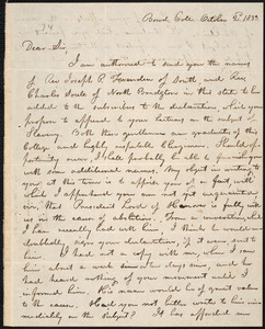 Letter from William Smyth, [Brunswick], to Amos Augustus Phelps, October 2 1833