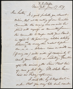 Letter from Henry Brewster Stanton, New York, to Amos Augustus Phelps, Jan 17. 1839