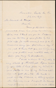 Letter from Oliver Johnson, Hamorton, to Edward A. Phelps, July 24 1879