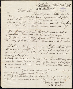 Letter from Gilbert H. Durfee, Fall River, to Amos Augustus Phelps, Octr 26th 1838