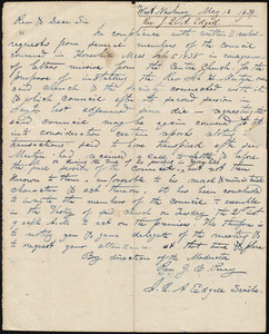 Letter from John Quincy Adams Edgell, West Newbury, to Amos Augustus Phelps and John Gulliver, May 13 1839