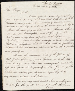 Letter from Charles Drew, Boston, to Amos Augustus Phelps, Nov. 7, 1835