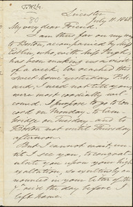 Letter from Samuel Joseph May, Leicester, [Mass.], to William Lloyd Garrison, July 11. 1868