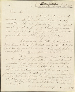 Letter from Isaac Clark, Northampton, to Amos Augustus Phelps, March 24th 1836