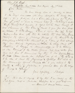 Letter from Joseph Warren Cross, West Boylston, to Amos Augustus Phelps, Aug. 7th 1844