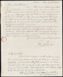 Letter from Thomas Spencer, Salem, to Amos Augustus Phelps, March 13th 1834