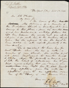 Letter from Elbridge Gerry Cutler, Belfest (Me), to Amos Augustus Phelps, Sept 22. 1842