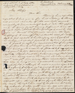 Letter from [L.?] Crocker, Jr., Barnstable, to Amos Augustus Phelps, February 8th 1841