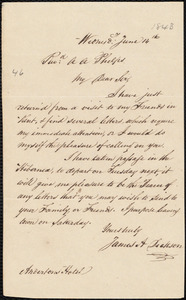 Letter from James A. Dickson, [London], to Amos Augustus Phelps, June 14, [1843]